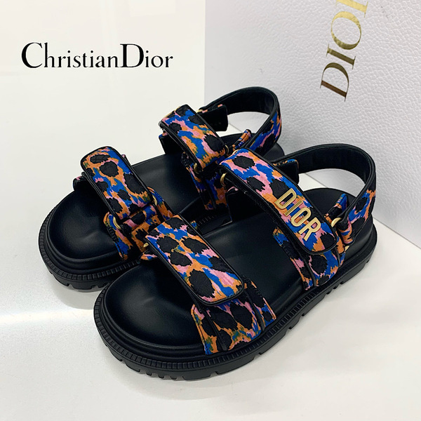 M12341 クリスチャンディオール DIORACT レザー ロゴ ベルクロストラップ ブラック マルチカラー