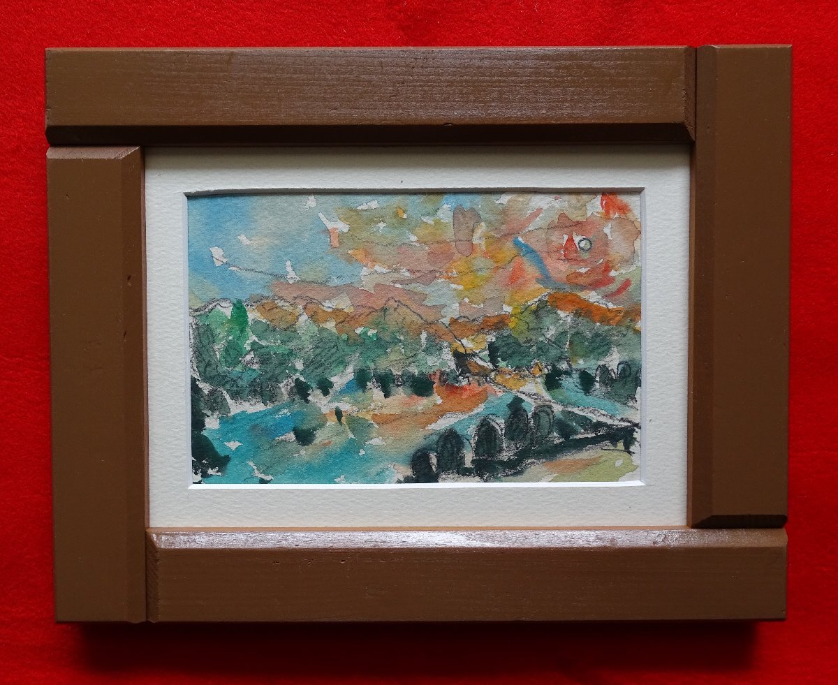 ☆坂本直行☆「カンアオイ」単色水彩画　小作品２０角額　未使用！ ☆坂本直行☆「カンアオイ」単色水彩画 小作品20角額 未使用！