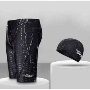 4XLサイズ メンズ 競泳&練習用水着2点セット プリント リゾート用 撥水