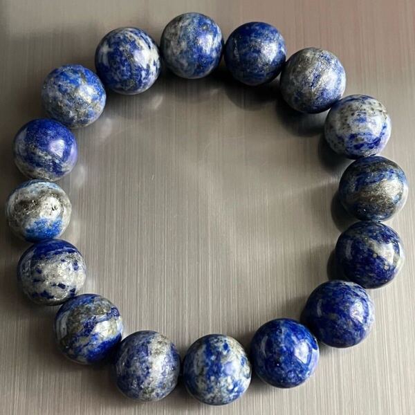 ◆新品◆無着色ラピスラズリブレスレット◆約12㎜◆約42g◆内周約15.5㎝◆アフガニスタン産◆天然石 瑠璃 青金石 12月誕生石パワーストーン