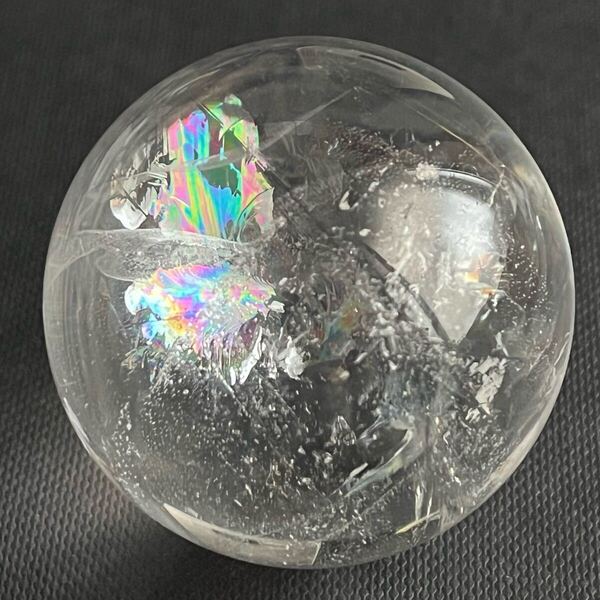 ◆新品◆虹あり!水晶丸玉◆約47.5ミリ◆約148g◆ブラジル産◆天然石 クォーツ パワーストーン スフィア クリスタル 4月 誕生石 レインボー