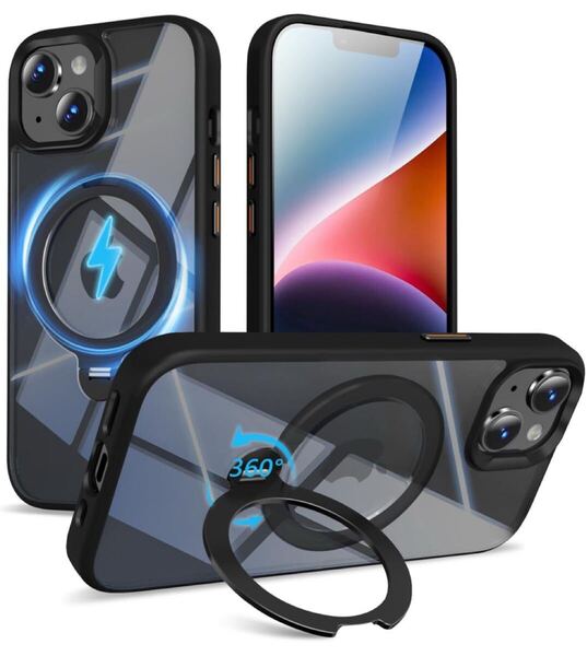 705a2633☆ 【定点360度回転スタンド】KWATUNG iphone 14 用 ケース MagSafe対応 ワイヤレス充電対応 iphone13用 ケース