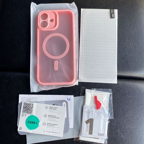 705a3010☆ 【米軍MIL規格・Magsafe対応】ESR iPhone 16 Plus ケース セット 半透明マットケース スクリーン保護フィルム付き ピンク