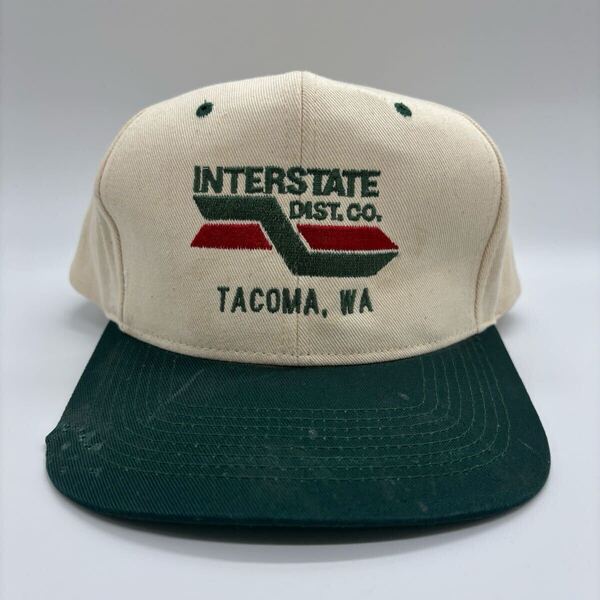 90s ヴィンテージ Interstate Distribution Company USA企業物 刺繍ロゴ 2トーンカラーキャップ スナップバック 6パネル KC