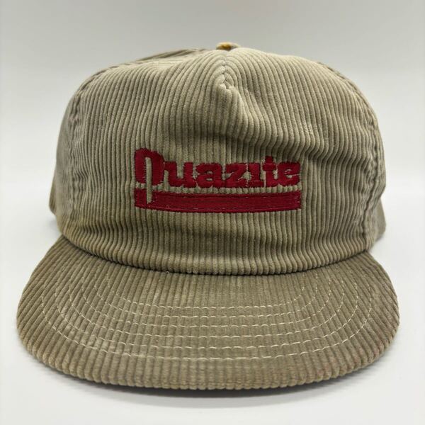 90s ヴィンテージ USA製 Quazite USA企業物 刺繍ロゴ トラッカーキャップ スナップバック 5パネル コーデュロイ 製造系
