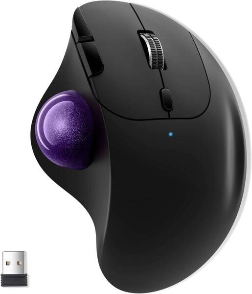 Ewin トラックボールマウス Bluetooth&2.4GHz両対応 3台同時接続 ワイヤレス マウス 親指 静音タイプ 【管理番号:A248】