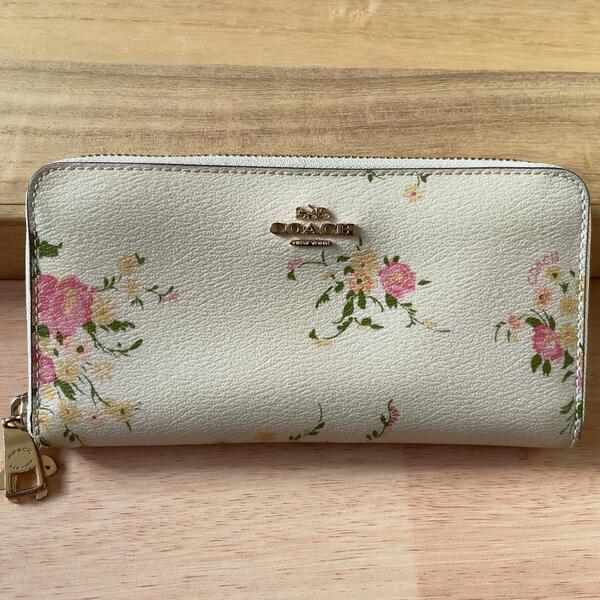 送料無料 COACH コーチ 長財布 花柄 ラウンドファスナー 財布 札入れ 小銭入れ カード入れ コインケース カードケース