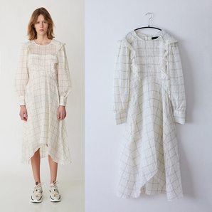 ISABEL MARANT/イザベルマラン/ブロックチェックラッフルワンピース