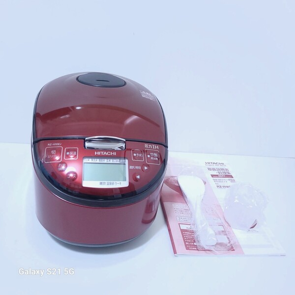 未使用 日立(HITACHI) 炊飯器 5.5合 圧力IH RZ-H10EJ R メタリックレッド 日本製 黒厚鉄釜