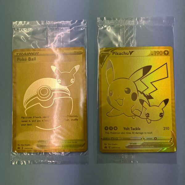 ポケモンカード 英語版 モンスターボール ピカチュウV ゴールド CELEBRATIONS プロモ SWSH146 & SWSH145 セット 未開封