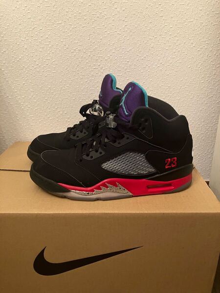 NIKE ナイキ エアジョーダン5 レトロ 27cm トップ3 AIR JORDAN RETRO TOP3 ブラック ファイヤーレッド グレープ