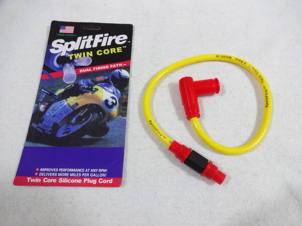 送料無料 未使用 新品保管 赤×黄色 社外 プラグコード スプリットファイア SplitFire TWIN CORE 汎用 8.8mmケーブル