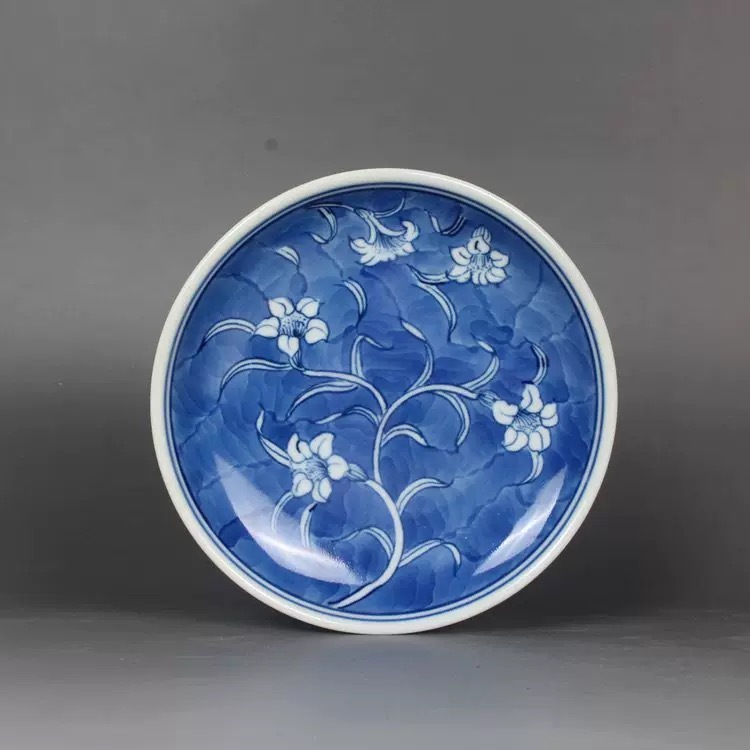 Amazon.co.jp: 中国古美術・旧蔵磁器・藍釉青花染付皿・純手描き