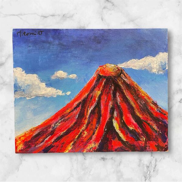 真作 絵画原画 キャンバス アート 風景画 富士 赤富士 富士山