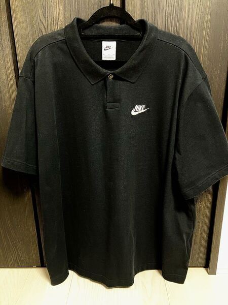 NIKE ナイキ ブラック 半袖ポロシャツ 黒 刺繍 XL