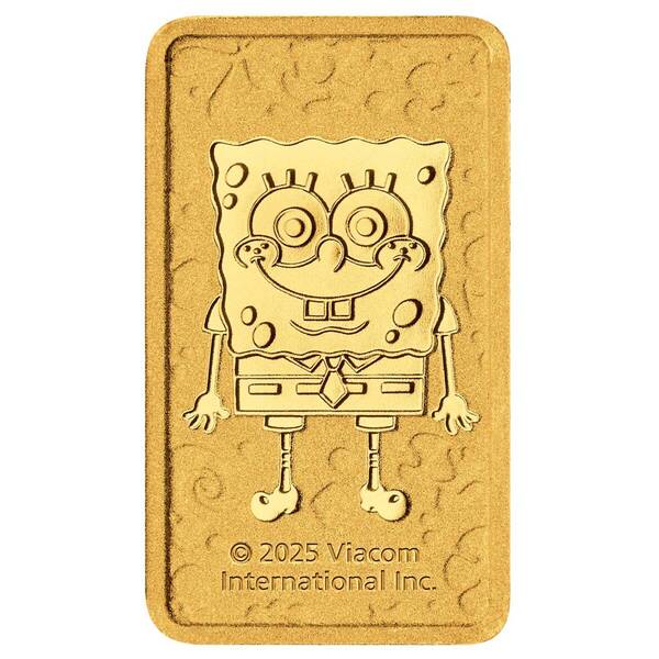 【掌の確実な資産!!】パース造幣局☆スポンジ・ボブ・デザイン☆純金1gインゴット☆品位99.99☆クレカサイズ・アセットカード&カプセル入①