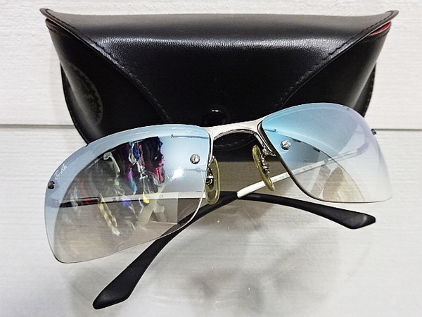 廃盤 人気 良品 RAYBAN RB3183 TOP BAR 003/Z1 青 ブルーグラディエントミラー グラデーション レイバン サングラス B'z 稲葉 3186 3179