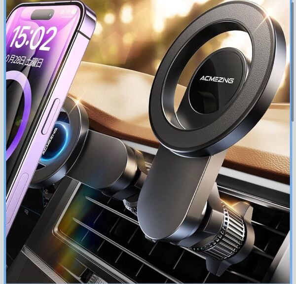 スマホホルダー 車 マグネット マグセーフ車載 吹き出し口 車用品 史上最強の磁力 強化金属フック スマホスタンド 車載 カー用品