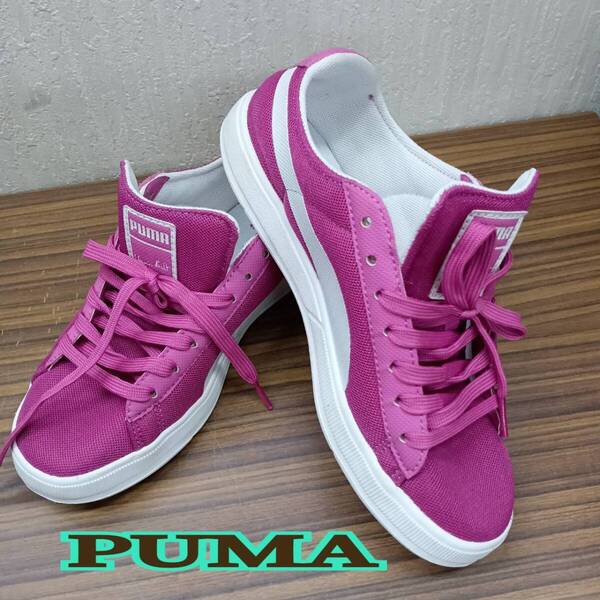 靴 ◆ PUMA ◆ スニーカー 23cm ショッキング ピンク系 x 白 ◆ プーマ ◆ レディース シューズ