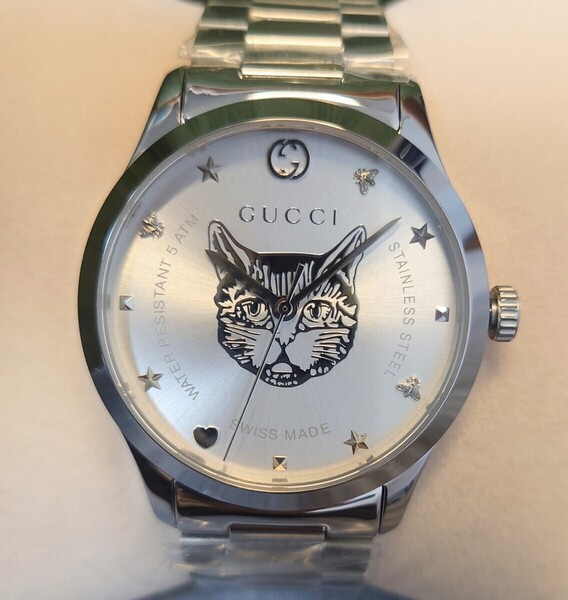 新品未使用 GUCCI グッチ 腕時計 G-TIMELESS Gタイムレス キャット 猫 メンズ YA1264095 シルバー