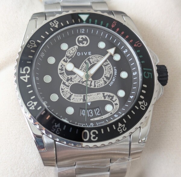 新品未使用 Gタイムレス スネーク ダイバーズウォッチ ダイブ DIVE メンズ 腕時計 45ミリ YA136218 男性用 ウオッチ