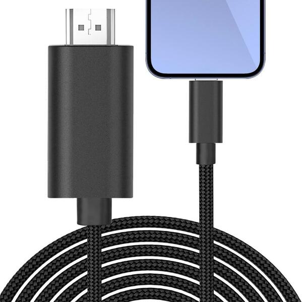 HDMI変換ケーブル iPhone 1.5M 【電源不要】lightning 給電不要 設定不要 差し込むだけ ミラーリング 1080P