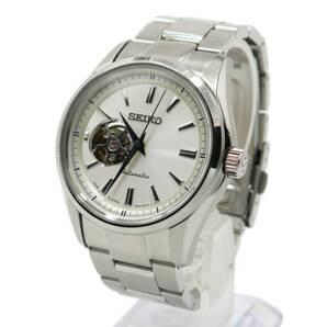 送料込み 大人気 美品 セイコー SEIKO プレサージュ SARY051 白 スケルトン 自動巻 オープンハート 4R38-00S0 新品ムーブメント
