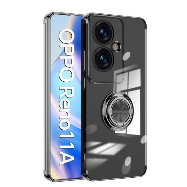 OPPO Reno11A ケース TPU リング 透明 ブラック