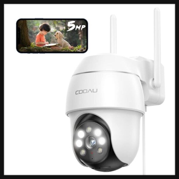 【開封のみ】【500万高画素 ・遠距離も超精細】COOAU★防犯カメラ 屋外 ワイヤレス/wifi 5MP/1944P 遠距離暗視 5dBiアンテナ H.265動画圧縮