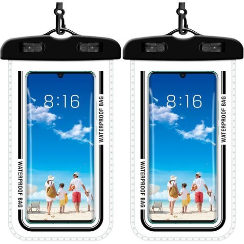 2枚セット 防水ケース スマホ用 IPX8認証 全面ク 7.2インチ以下インチ以下全機種対応 ブラック+ブラック 245
