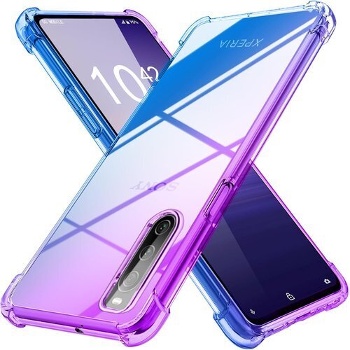 Xperia 10 IV ケース クリア 薄型 グラデ IV 携帯カバー 紫/ブルー MD-JBK-017-03 324