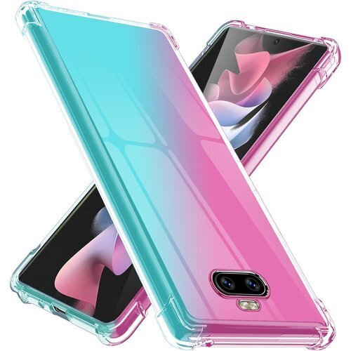 Sony Xperia8 ケース 耐衝撃 クリア 薄型 吸収 スマホケース ピンク+緑 LR-08-XP8-03 369