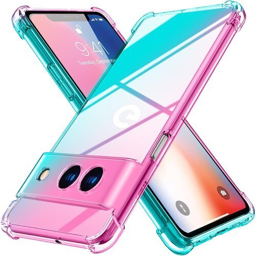 Google Pixel 8A 用 ケース クリア 薄 携帯カバー ピンク/グリーン MD-JBK-048-05 588