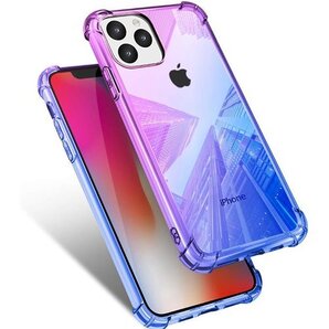 iPhone 13 Pro 用 ケース クリア 耐衝撃 ール付き スリム 紫/ブルー MJJ-1044-48-5 160