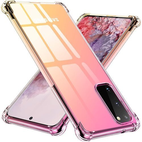 TMUJWS Galaxy S20 ケース シリコン ホール付き 人気 携帯カバー ピンク+金 MZ74-01 188