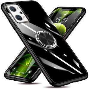 OPPO Reno7 A ケース リング付き オッポ 護カバー アオッポ ケース 黒 W-YXZH-41-01 263