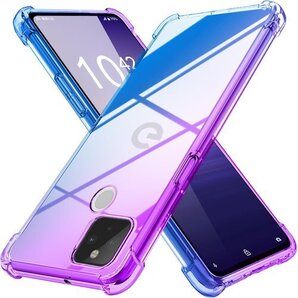 Google Pixel 5 ケース クリア 薄型 グ 5 携帯カバー 紫/ブルー MD-JBK-018-03 314