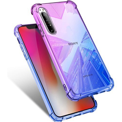 Xperia 1 II ケース クリア SO-51A 指紋防止 スリム 紫/ブルー MJJ-1044-14-7 112