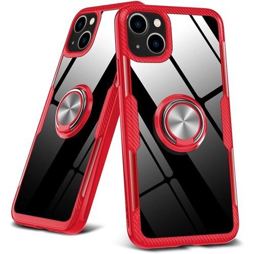 iPhone 13 用ケース リング付き 耐衝撃 ガラ 変防止 スリム アイフォン13用カバー 赤 YZ1-91 134