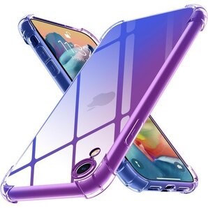 iPhone xr 用 ケース クリア 耐衝撃 防指紋 型 黄変防止 滑り防止 人気 紫+青5-ip-xr-02 198
