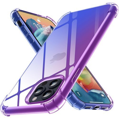 iPhone 14 Pro 用 ケース クリア 耐衝撃 型 黄変防止 滑り防止 人気 紫+青5-ip14p-02 207