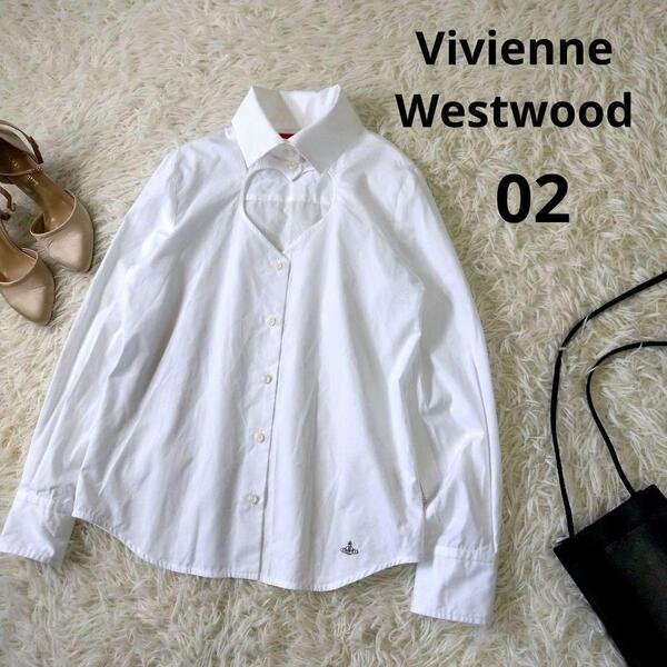 Vivienne Westwood RED LABEL 長袖シャツ ハート オーブ刺繍ロゴ 02サイズ ヴィヴィアン ウエストウッド