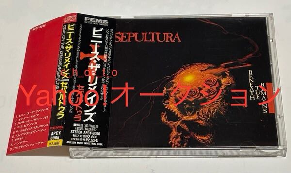 最終価格 1989年 日本初期盤 帯付 ビニース ザ リメインズ セパルトゥラAPCY-8006 SEPULTURA BENEATH THE REMAINS