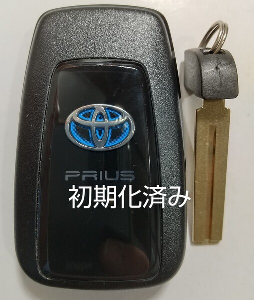初期化済トヨタ純正 スマートキー2ボタン50系プリウス 基盤番号231451-0351 007-AD0027 14FAF ノーカットキー付き新品電池サービス⑤