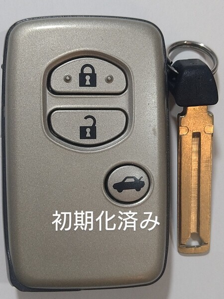 初期化済トヨタ純正スマートキー3ボタン マークX クラウンマジェスタ等 基盤番271451−0310ノーカットキー付き新品電池サービス⑱