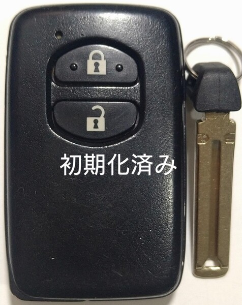 初期化済トヨタ純正 スマートキー 2ボタンプリウスアクアヴィッツウィッシュ基盤番号271451-5300ノーカットキー付き新品電池サービス34