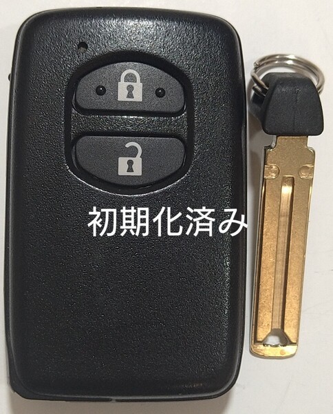 初期化済トヨタ純正 スマートキー 2ボタンプリウスアクアヴィッツウィッシュ基盤番号271451-5300ノーカットキー付き新品電池サービス26