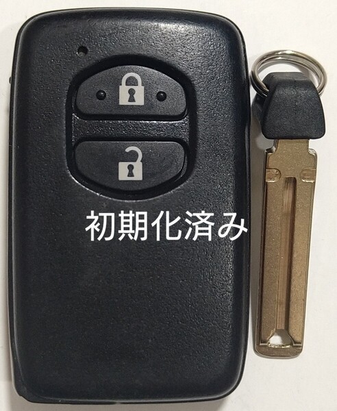 初期化済トヨタ純正 スマートキー 2ボタンプリウスアクアヴィッツウィッシュ基盤番号271451-5300ノーカットキー付き新品電池サービス31