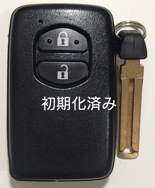 初期化済トヨタ純正 スマートキー 2ボタンプリウスアクアヴィッツウィッシュ基盤番号271451-5300ノーカットキー付き新品電池サービス24