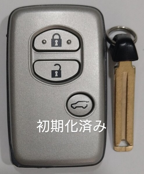 初期化済トヨタ純正3ボタンスマートキー ランドクルーザープラド基盤番号271451-5300 ノーカットキー付き新品電池サービス19